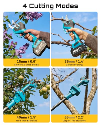 SEESII 2-in-1 Pole Electric Pruning Shears, 2.2" Cut Cordless Pole Pruner - color: Blue