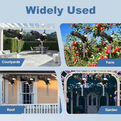 Flat Fake Hawk to Keep Pigeon Away with Reflective Tape, 2Pcs Visual Hanging Owls to Scare Away from Woodpecker Porch Patio Balcony, Pigeon Scare Devices, Garden Owls to Scares Outdoor to Protect Yard - color: 4Pcs Black-2