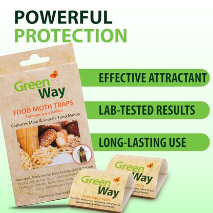 Greenway Pantry Food Moth Traps, 1 Pack (Includes 2 Traps and 2 Lures)