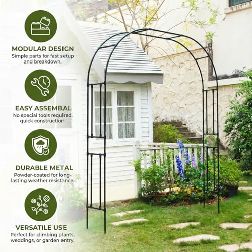 PE Coated Metal Garden Arch Trellis 95.8" H x 70.9" W Black