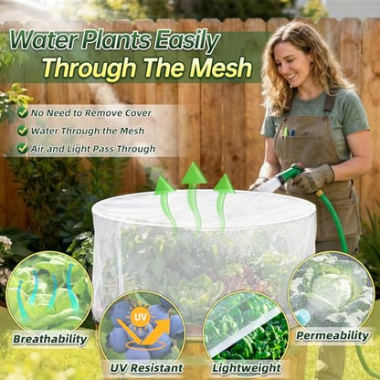 2 Pack Garden Netting for 2 FT Dia x 1 FT H Round Raised Beds - size: 2.46 x 2.46 x 1.47 ft