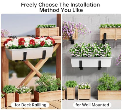 Y&M 6 Pack Window Box Brackets, Adjustable Railing Planter Box Brackets - size: 6p
