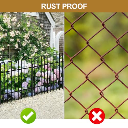 10 Panels No Dig Animal Barrier Fence, 13in(H) x 14ft(L) Garden Edging Border Fencing, Rustproof Metal Stakes Decorative Garden Fence, Dog Digging Defense Fencing Barrier for Outdoor, Yard, Patio - size: 10 Panels, 13in(H) x 14ft(L)