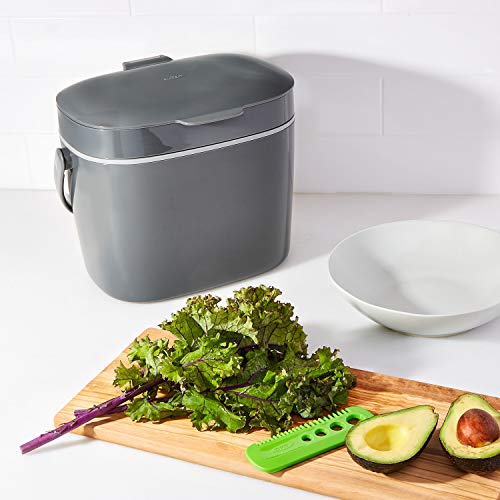 OXO Good Grips Easy-Clean Compost Bin, Charcoal, 1.75 Gal/6.62 L - color: Charcoal, size: 1.75 Gallon