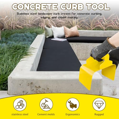 Concrete Curb Trowel, Garden Edging Curb Trowel Concrete Tool, Concrete Curb Trowel Edger, Landscape Curb Trowel with Putty Knife (Bevel Edge)