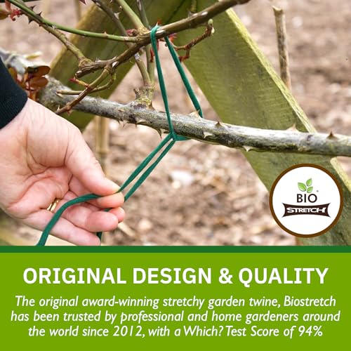 Bio-Stretch Soft Garden Twine & Plant Ties for Outdoor Plants, 2 Ball Green - size: 130 ft / 40M