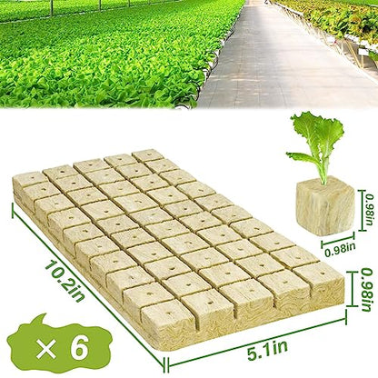 Halatool 1 Inch Rockwool Cubes for Hydroponics, 300 Plugs Seed Starter Cube - color: 6 Sheets, size: 1" Cubes