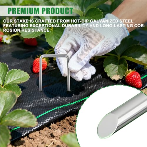 Landscape Staples Galvanized Garden Stakes,8 inch 50 Pack 11 Gauge Heavy Duty Garden Pins for Fences, Lawns, Weed Barriers and Landscape Fabrics, Irrigation Hose,Yard Lawn, Landscape Fabric. - size: 8 INCH