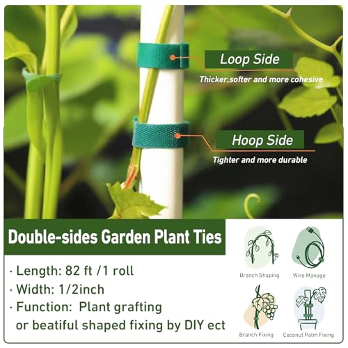 1/2inch 82ft Garden Tie Green Tape, Hitotsu Reusable Plant Tape, Nylon Plant Tie Strap for Gardening Tips, Flowers, Tomato, Vines, Tree - color: Green, size: 1/2inch x 82ft