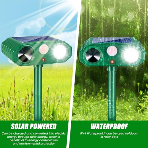 2 Pack Sonic Fortress Pro Deer Repellent Solar Animal Repellent Outdoor