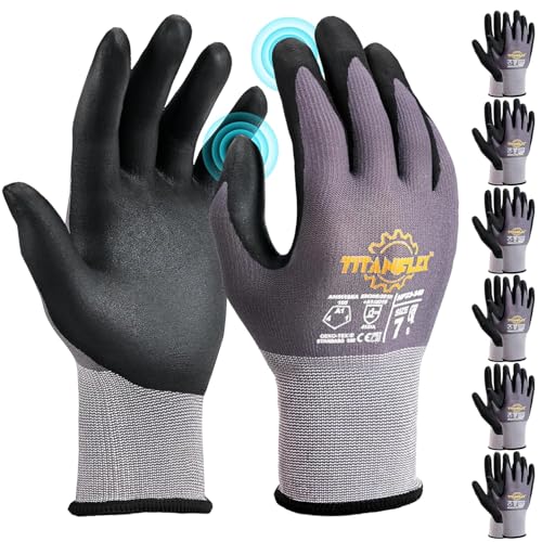 TitanFlex Work Gloves, MicroFoam Nitrile Coated, Seamless Knit Nylon - color: 6 Pairs, size: XX-Large