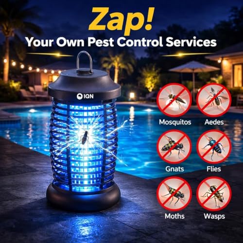 Bug Zapper Outdoor, Electric Plug-in Mosquito Zapper with 15W UV Light - color: Matte Black