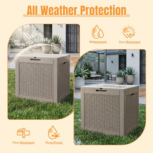 Outdoor Storage Box, 42 Gallon Waterproof Resin Patio Deck Box - color: Grey, size: 42 Gal