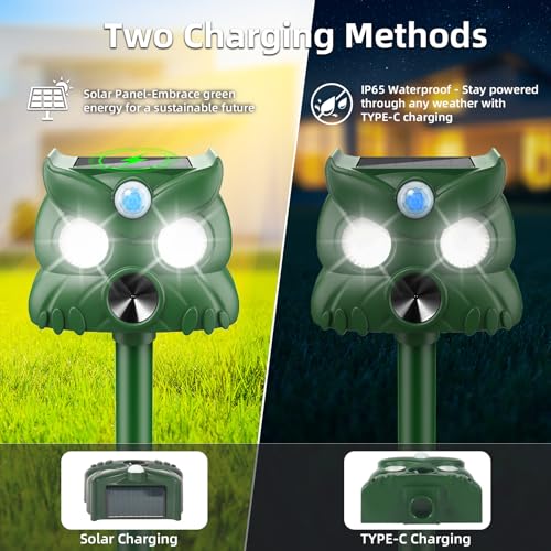 2026 New Sonic Fortress Pro Deer Repellent Motion Activated Cat Deterrent Outdoor Solar Ultrasonic Animal Repeller with Strobe Light for Skunk Rabbit Raccoon Squirrel Fortress Pro for Yard Garden(4)