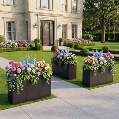 NicBex Tall Metal Square Planters Box Set of 6-24" H x 12" W Slim Black - color: Galvanized Steel - 6 Pack