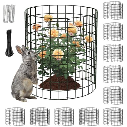 PASARA 10 Pack Plant Protectors from Animals, 13 Inch Round Cloche Plant Cages with Sturdy Chicken Wire Mesh, Garden Cages to Keep Animals Out for Vegetables & Flowers, Includes Support Stakes - size: 10PACK-12*12inch