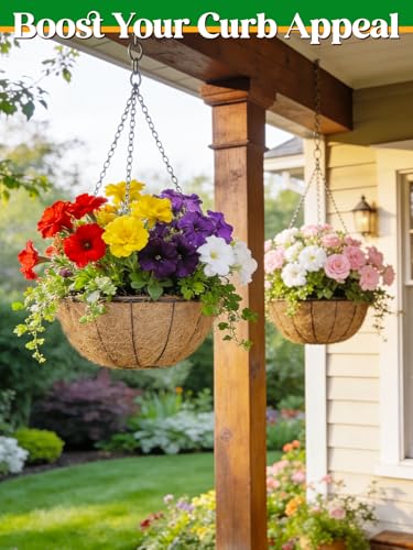 ANPHSIN 4Pcs 14inch Coconut Liners for Hanging Baskets Planters - size: 14in