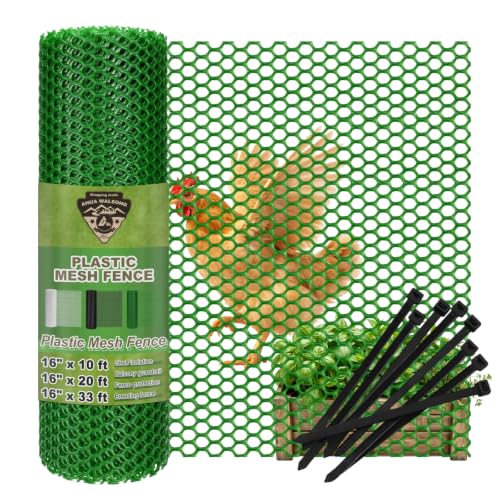 Green Plastic Wire Mesh Fence 16In x 10Ft, Chicken Wire Fencing for Poultry - color: Green, size: 16IN x 10FT