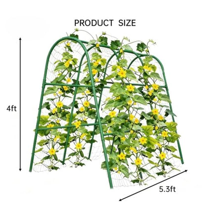 Garden Arch Trellis for Raised Beds, 4x5.3FT Plant Support for Cucumbers, Melons, Grapes, Roses & Climbing Vegetables, Outdoor Rust-Resistant Trellis for Vertical Growing, Green - size: 4x5.3x2 Ft