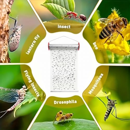157" x 9.8" Extra Large Sticky Fly Paper Roll, Super Strong Adhesive Indoor Outdoor Fly Traps, Hanging Fruit Fly & Mosquito Catcher, Long Lasting Insect Ribbon for Home, Stable, Garden & Garage