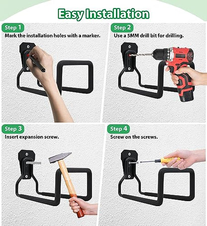 Garden Hose Holder - Hose Hanger Wall Mount, Heavy Duty Water Hose Holder for Outdoor/Indoor Use in Yard, Metal Durable Hose Hooks, Ideal for Water Hose Storage
