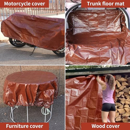 TARPAL 4x4 Feet(3pack) Small tarp with Drawstring Tarp Waterproof Brown - size: 4x4 Feet (3pack)-Finished size