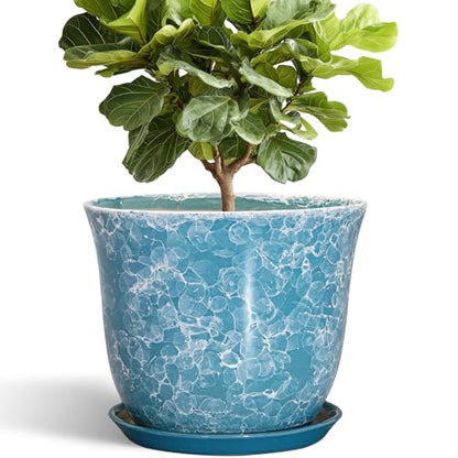 12 Inch Pots for Plants, Ceramic Planter with Drainage Hole, Blue - color: Gemstone Blue, size: 12 Inch