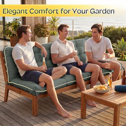 Oxford Fabric Swing Cushions with Backrest & Tie Straps for Patio Bench - color: Gray