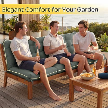 Oxford Fabric Swing Cushions with Backrest & Tie Straps for Patio Bench - color: Gray