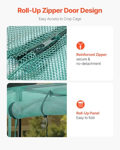 VEVOR Crop Cage, 9.5 x 6.36 x 6.36 ft Plant Protection Tent with Zippered Door, Wind-Resistant Tall Crop Cage, Easy to Install, Outdoor Raised Bed Cover, Tomato Plant Netting for Garden Patio Lawn - style: 9.5 x 6.36 x 6.36Ft-Square