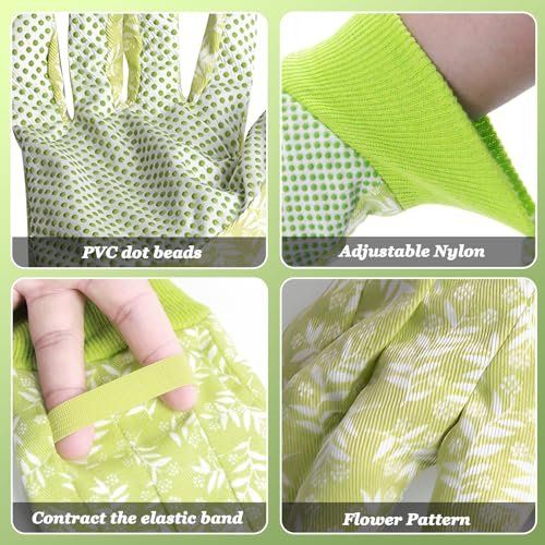 Women's Gardening Gloves Weeding and Thorn Resistant Work Gloves for Digging Planting Pruning Raking-Grown - color: Green-2