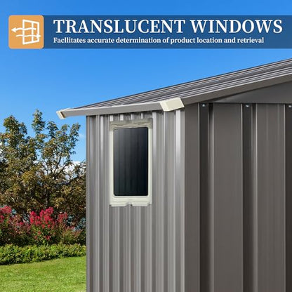 Vongrasig 5 x 3 x 6 FT Outdoor Storage Shed, Metal Tool Shed Clearance Garden Steel Shed with Side Window and Lockable Door Waterproof Tool Shed for Backyard Patio, Lawn (Gray)