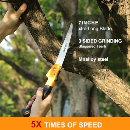 7 Inch Folding Saw, Manganese Steel Pruning Hand Saw - size: 7.5-Inch Folding