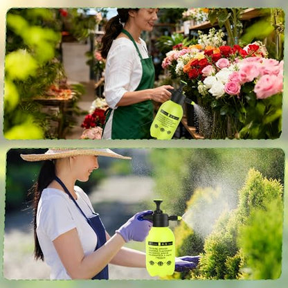 2 Pcs 1/2 Gallon Plastic Handheld Pump Sprayer – Garden Pressure Sprayer Bottle with Adjustable Nozzle for Plants, Cleaning, Household Tasks – Yellow - color: Yellow
