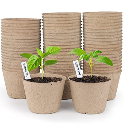 homenote 60 Pcs 4 Inch Peat Pots,Nursery Plant Pots,Seed Starting Pots - size: 4 Inch