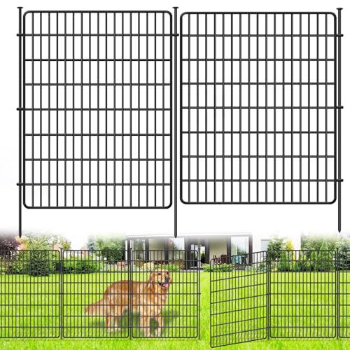 10 Panels No Dig Fence, 32 in(H) X 24 ft(L) Garden Decorative Fence Animal Barrier for Dogs, Rustproof Metal Garden Edging Border for Outdoor, Yard, Patio, Black - color: Black, size: 10 Panels 32 in(H) X 24 ft(L)