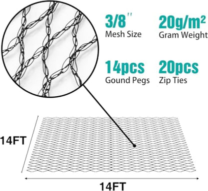 10x10FT Pond Netting for Koi Ponds,3/8" Mesh Leaf & Predator Protection Net - size: 10 × 10 ft