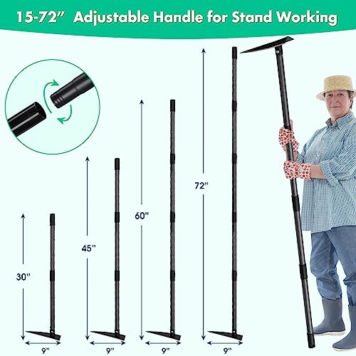 Garden Hoe, Heavy Duty Trenching Hoes with 72 Inch Long Handle, Sharp Edge Triangle Weeding Hoe Garden Tools for Weeds Removal,Cultivating,Digging,Loosen Soil, Trenching, Landscaping Manual Weeder - size: 72"