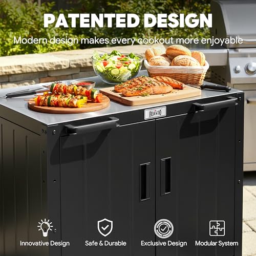 Feasto Modular Outdoor Kitchen Island with Storage and Stainless Steel Top - size: Outdoor Table