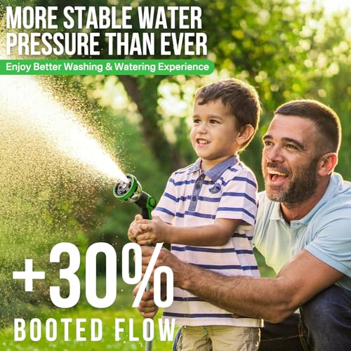 Retractable Garden Hose Reel, 1/2 in x 150 ft Heavy Duty Wall-Mounted Hose Reel with 180° Swivel Bracket, 10-Pattern Nozzle, Automatic Slow Rewind System, Any Length Lock for outside Watering,Cleaning