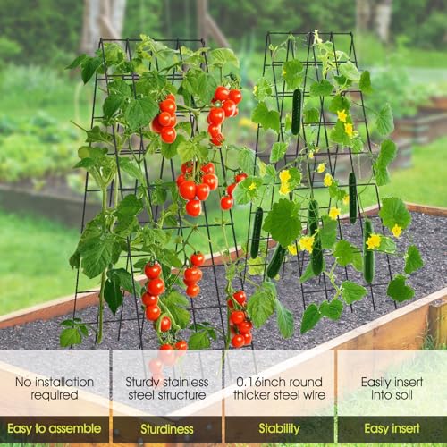 RIFNY Cucumber Trellis for Raised Bed, Garden Trellis 16.5 x 60 Inch, Black - color: Black, size: 16.5 x 60 Inch