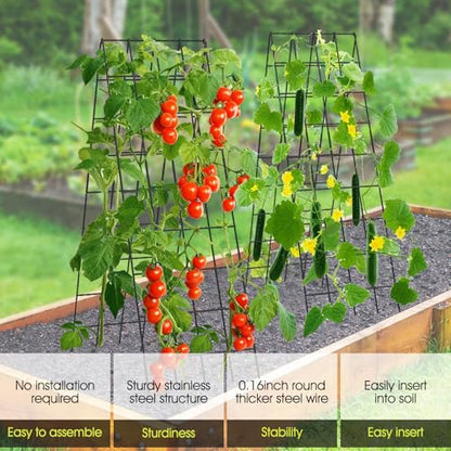 RIFNY Cucumber Trellis for Raised Bed, Garden Trellis 16.5 x 60 Inch, Black - color: Black, size: 16.5 x 60 Inch