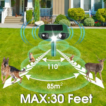 Cat Repellent Outdoor,2 Pack Solar Animal Repeller Ultrasonic Cat Deterrent with PIR Motion Sensor Waterproof Pest Repeller Animal Deterrent for Garden Yard Cats, Dogs,Skunks,Raccoon Birds Squirrels