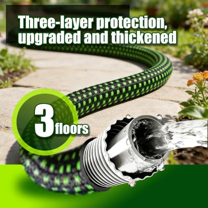 Garden Hose 25FT, Ultra Lightweight with 10-Function Nozzle - color: Green