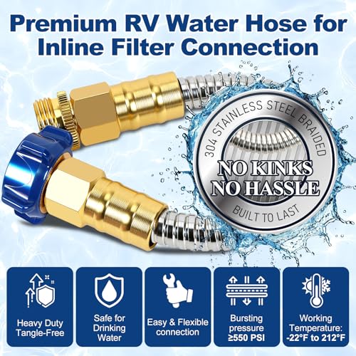 5 FT RV Drinking Water Hose, 3/8 in ID Lead-Free Short Connector Hose - size: 5FT