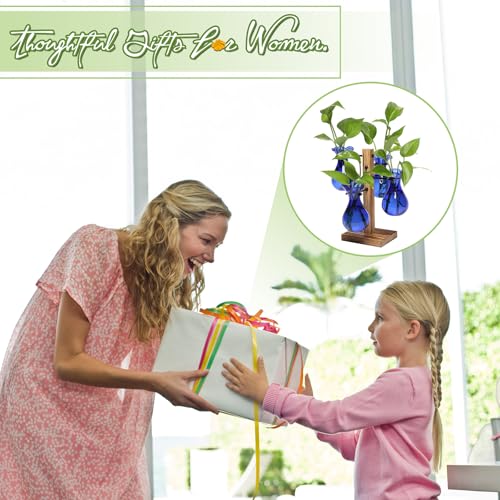 Plants Propagation Stations Bulb Glass Propagation Birthday Gift for Women - color: Blue