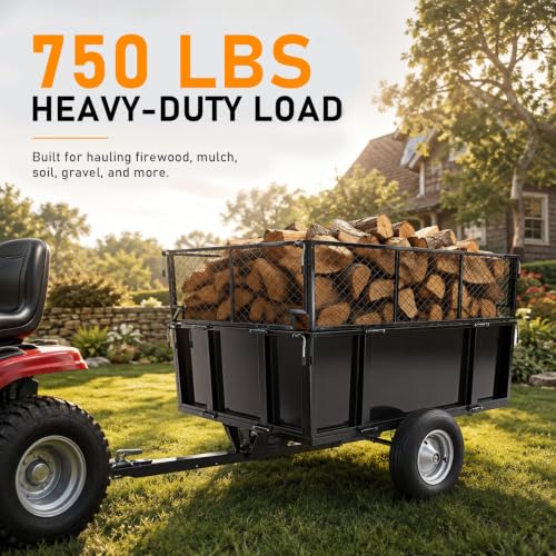 750LBS Heavy Duty Utility Dump Trailer, 19 Cu.Ft ATV Trailer Dump Cart