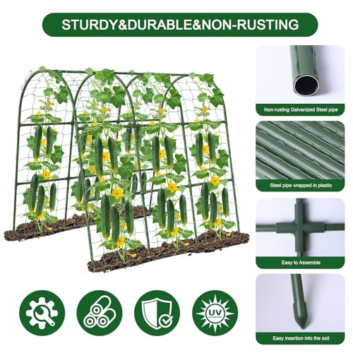 47"x47"x22" U-Shape Cucumber Trellis, Metal Plant Support with Net - size: 47"x 47"X22" -1pcs