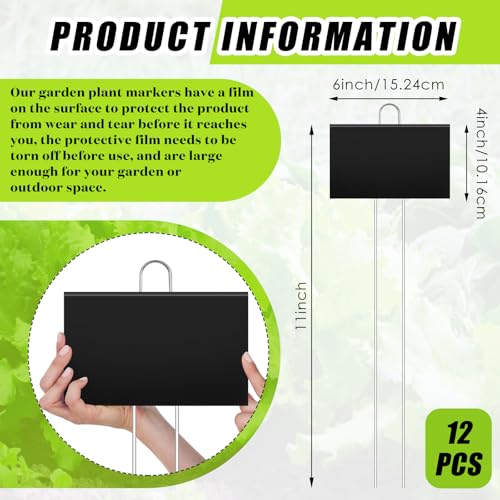 Landhoow 30 Pcs Large Plant Marker, 6'' X 4'' with 11'' Stake, Black - color: Black, size: 4'' X 6'' with 11'' Stake