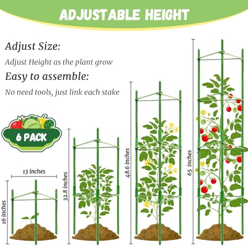 Legigo 6 Pack Tomato Cage for Garden, Up to 48Inch Sturdy Tomato Trellis - color: Green 6 Pack, size: 48 Inches